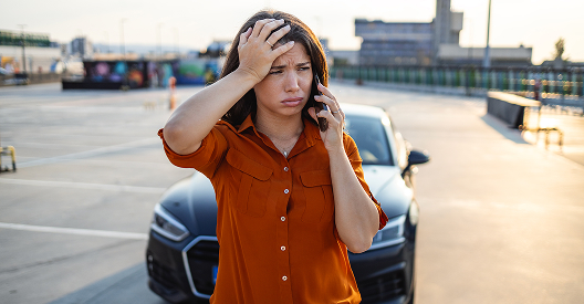Anxious Woman Car Help